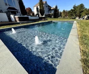 A masonry project surrounding a residential pool