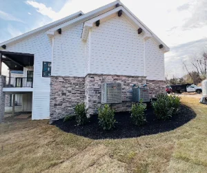 A masonry project done on the side of a house