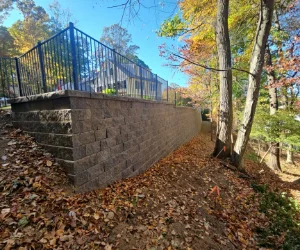 A concrete masonry project during the fall