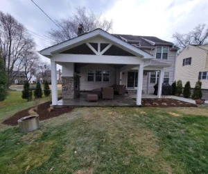 A finished masonry project on the patio of a residential home