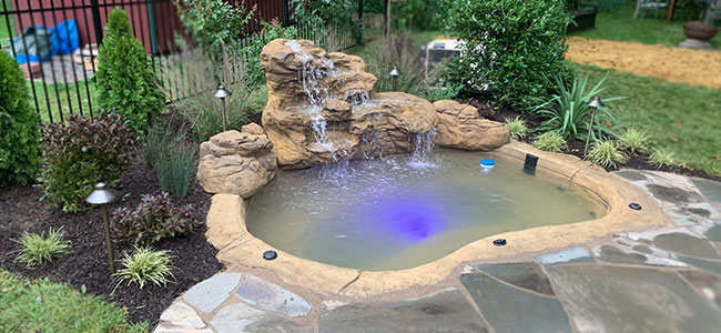 outdoor living pond fountain water feature in West Chester, PA and Media, PA