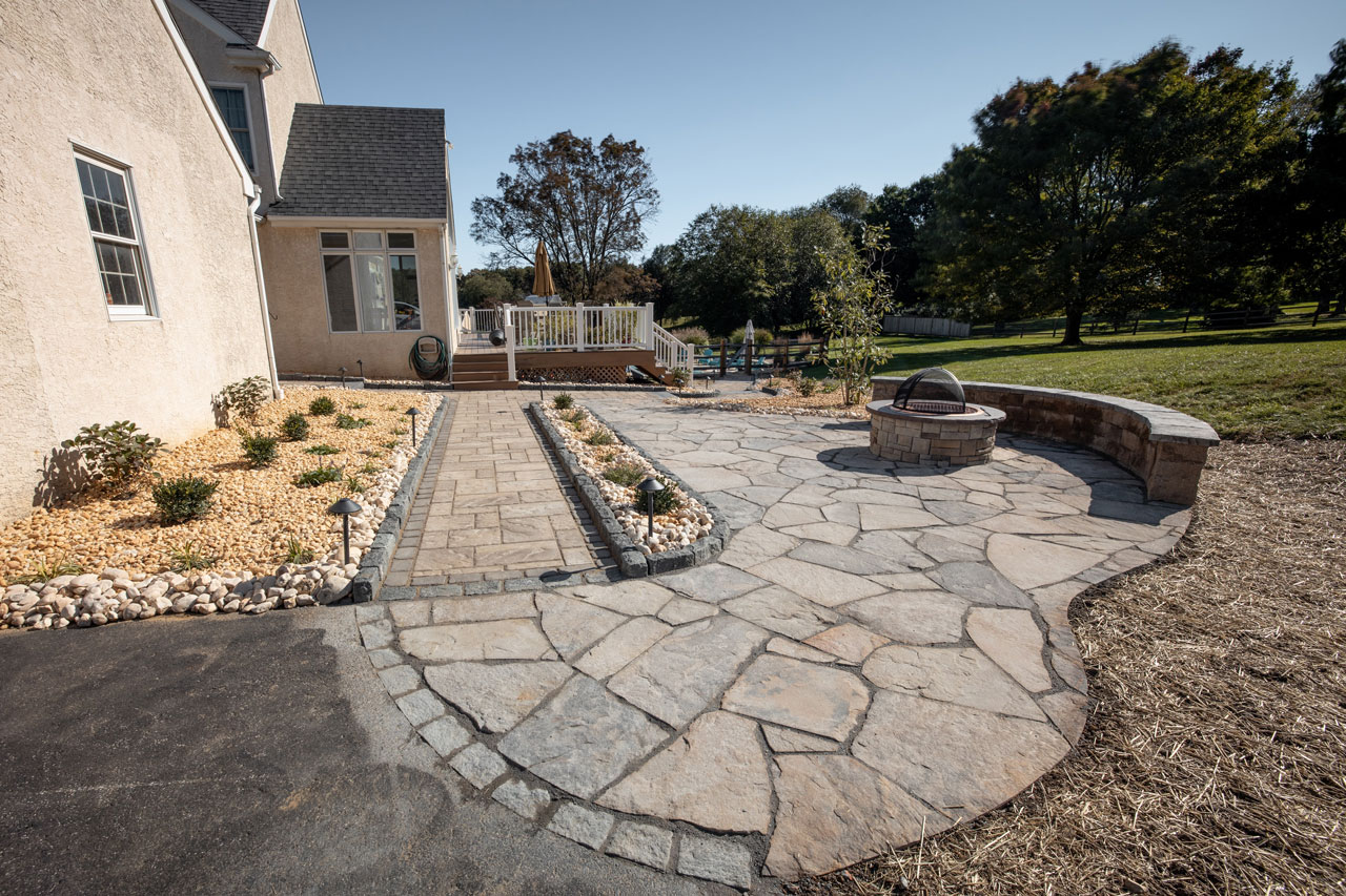 Outdoor Living Paths Hardscape Fire Pit Remodel in West Chester, PA