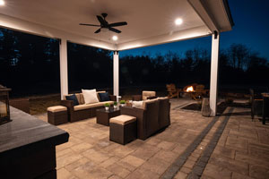 Outdoor Living with Paver Patio Cover and Fire Pit in Aston, PA