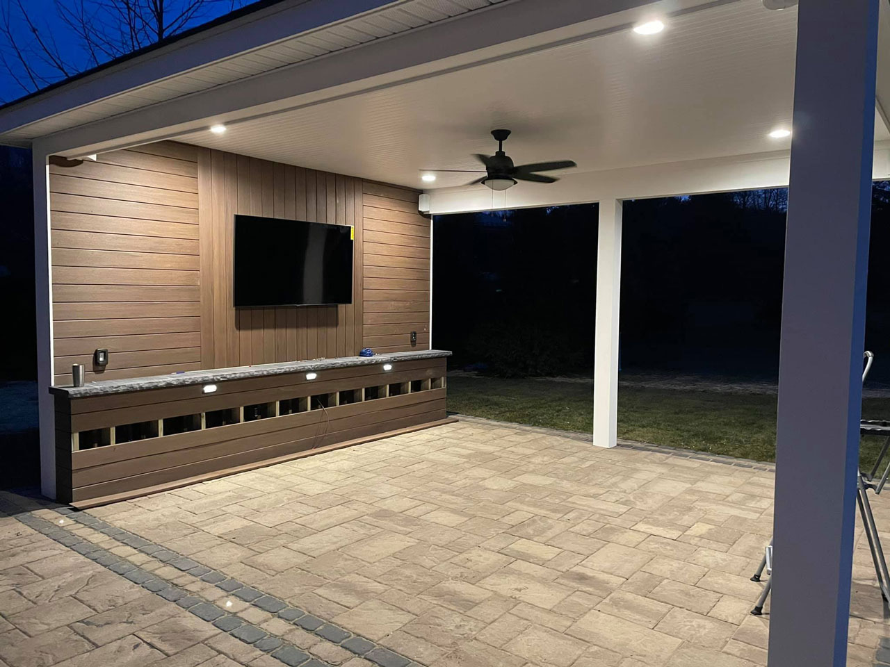 Outdoor Living with Paver Patio Cover and TV in Aston, PA