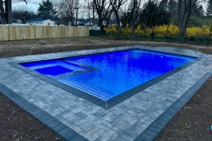 Landscape Design featuring a backyard pool in Broomall, PA