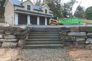 Hardscape work featuring stone and brick by a masonry contractor in Ardmore, PA