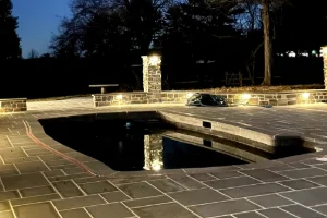 Hardscape work featuring stone and brick by a masonry contractor in Devon, PA