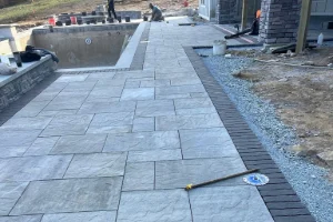 Hardscape work featuring stone and brick by a masonry contractor in Piazza Outdoor specializes, PA