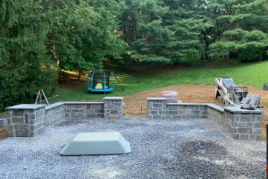 Hardscape work featuring stone and brick by a masonry contractor in Merion Station, PA